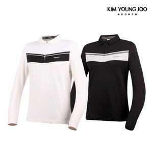 [김영주 골프]김영주스포츠 여성 반집업 카라 기모 골프 티셔츠 WT8052