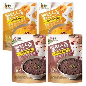 샘표 밸런스죽 420g 4개/통팥 늙은호박죽 동지 찹쌀통팥죽/영양죽 간편죽 식사대용 맛있는 한끼식사