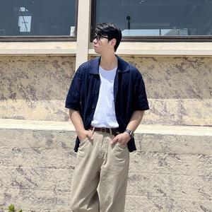 남자반팔가디건 여름가디건 꽈배기 오버핏 남자 카라 니트