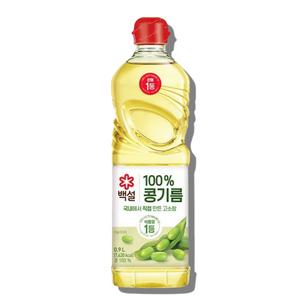 백설 식용유 콩기름 0.9L 콩 100% 대두유
