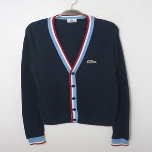 LACOSTE 라코스테 가디건/네이비/로고 라인배색 브이넥 구제 중고 추천 캐주얼 남색 기본 남성용 M 95