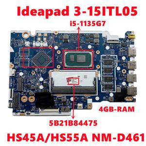 레노버 Ideapad 3-15ITL05 노트북 메인보드용 FRU5B21B84475 HS45A/HS55A NM-D461 i5-1135G7 CPU 포함 4GB