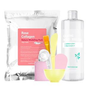 [하프클럽/메디플라워]대용량 모델링팩 스타터팩 로즈 콜라겐 500g+팩도구 6종+카밍 멀티 부스터 500ml