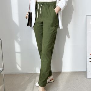 데일리 쿨링 9부 린넨 밴딩팬츠 코튼 면 마 여름 정장 바지 일자 슬림 키작녀 롤업 슬랙스