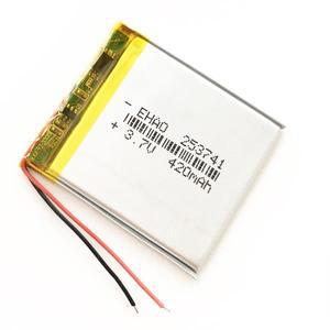 EHAO 253741 초박형 LiPo 충전식 배터리  리튬 폴리머 셀  Mp3 GPS 스마트 워치 스피커용  3.7V  420mAh