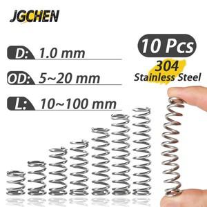 1mm 압축 스프링 10 Pcs 세트 304 스테인레스 스틸 OD 5 20mm 와이어 탄성 해제 기계 코일
