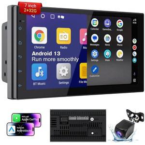 7인치 HD 터치스크린을 갖춘 HAUDIO 스테레오 AUTO 딘 내비게이션 카 & 무선 블루투스 CARPLAY FM /AM GPS 차량 백업 모든 더블 ANDROID 카메라