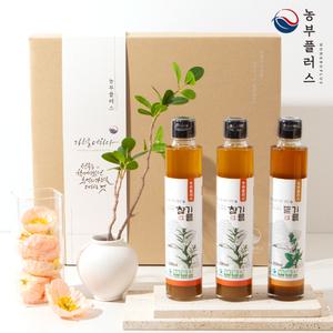 농부플러스 국산 저온압착 참기름 2병 저온압착 들기름 1병 200ml 선물세트