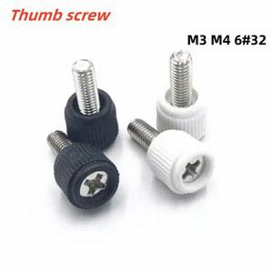 M3 그루브 10PCS 플라스틱 크로스 냉각 케이스 볼트 32 컴퓨터 흰색 머리 나사 검정 M4