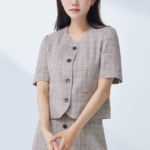 [로엠] 컬러리스 반팔 크랍자켓 (RMBLC26RT1-T)