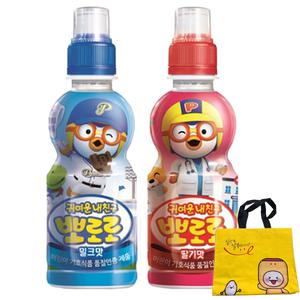 팔도 뽀로로 어린이 음료수 235ml 밀크맛 12개+딸기맛 12개(총24개)+장바구니