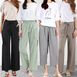 빅사이즈 여성 캐주얼 밴딩팬츠 S~3XL 와이드 데님 조거 키작녀 트레이닝 배기 슬랙스 하이웨스트