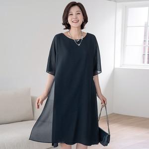 [김여사] [자체국내제작]   88size) 이중쉬폰 진주체인 원피스 3OP106702