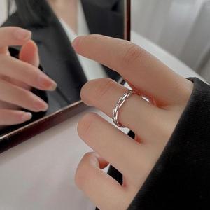 여자 데일리 미니멀 실버 하프 체인 링 반지