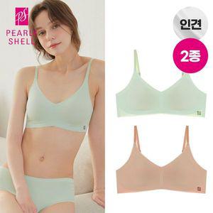 [펄리쉘]인견쉘론 슬림 스트랍 감탄브라 2종 그린 베이지_P324675514