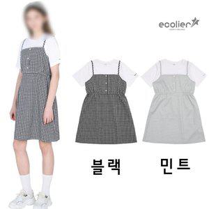 [에꼴리에]쿨 체크 레이어드 원피스  23B1857