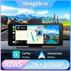 Imagebon 6.86 2K 자동차 DVR 안드로이드  Carplay ADAS 대시 캠 와이파이 AUX 뒷 화면 오토바이 트럭 듀얼