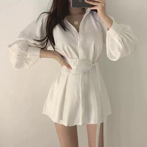 제로투올샵 / 프랑스 스타일 화이트 셔츠 드레스 셔츠원피스 하객룩 흰색 셔츠