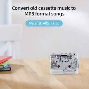 카세트 카팩 테이프 휴대용 워크맨 플레이어 MP3 녹음기 완전 투명 USB 포트 포맷