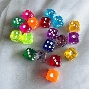 1.2cm 투명 컬러주사위/점주사위/게임/다이스/보드게임/숫자놀이/이벤트 레크레이션