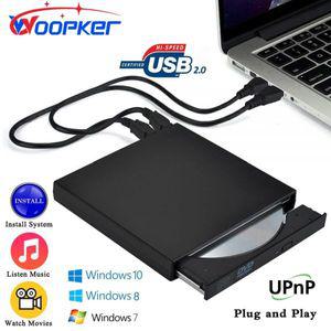 DVD플레이어 Woopker USB 20 외장 DVD 플레이어 CD 드 Mp3 음악 영화 휴대용 리더 윈도우 7 8 10 노트북 데