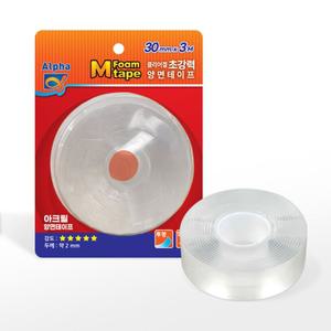 (2X30mmX3M) 양면 테이프 초강력/투명/두꺼운/화장실/방수/강력/몬스터/씽크대/접착/보수/싱크대/아크릴