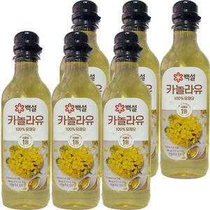 CJ제일제당 백설 카놀라유 500ml 6개 100%유채유 1등식용유 오일
