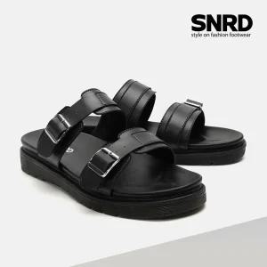 SNRD 남자 발편한 슬라이드 쿠션 벨크로 가죽슬리퍼 SN277