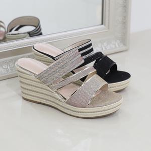 제이슈 블링블링 우아 큐빅 통굽 뮬 슬리퍼 8cm