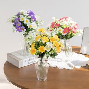 데이지 조화 화병 안개 유리병 set 26cm  DIY) 3컬러 인테리어 꽃 테이블 장식 소품 꾸미기