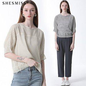 [쉬즈미스]SHESMISS)] 체크 립넥 블라우스 (택가격: 198000원)