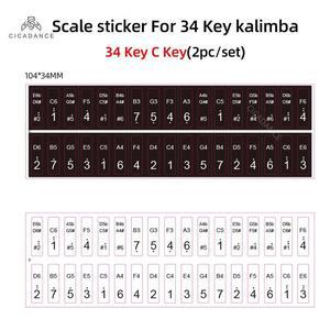 커버 34 Key Kalimba 스케일 스티커 B/C 키 엄지 피아노 노트 악기 액세서리 초보자 읽기