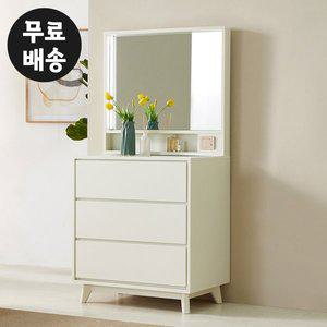 [벤티스가구]레체 3단 조명 LED 화장대 작은 미니 소형 수납형 서랍장 아이방(800/화이트)