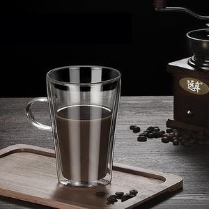 프레즈 손잡이 이중유리컵 내열 커피 맥주잔