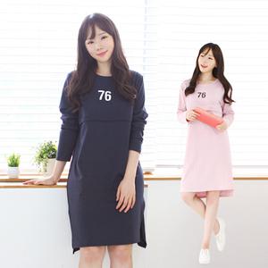 팡팡샵 T.(긴)76나염수유원피스 수유복 임부복