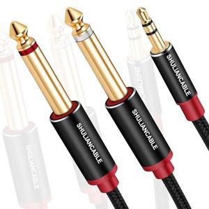 호환 Shuliancable 3.5mm 1/8  TRS - 듀얼 6.35mm 케이블 iPhone iPod 멀티미디어 스피커  홈 스테레오 시