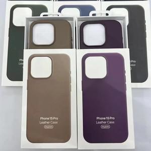 IPhone 15 Pro Max 무선 충전  마그네틱 보호 커버  Magsafe Plus 용 Apple 가죽 케이스