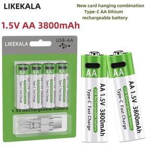 에이피씨마켓마우스 시계 면도기 온도계 + TYPE-C 케이블 USB 충전식 용 1.5V AA 3800mAh 리튬 이온