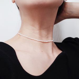 핸드메이드 리얼 양식 못난이 담수 진주 초커 목걸이 - 2mm