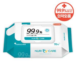 소확행몰 누리케어 소독용 물티슈 캡형 70매 1개 항균 바이러스 독감 예방