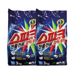 애경 스파크 세탁세제 리필 3kg x 2개 분말 가루 일반 드럼 세탁기 세제