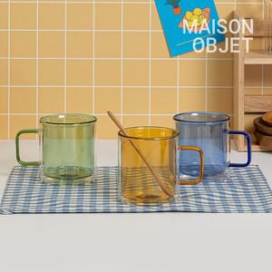 몬즈 더블월 컬러 이중 내열 유리컵 머그잔 380ml 2P