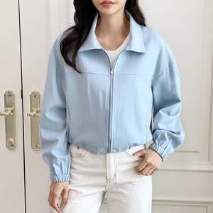 여자 여름 린넨 블루종 야상 카라 롱슬리브 집업 자켓