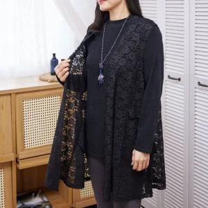 레이스 오픈 롱 조끼 / 24SS04-1 / 봄, 여름 레이스 조끼 / 빅사이즈 / 엄마옷 / 실버다이아몬드