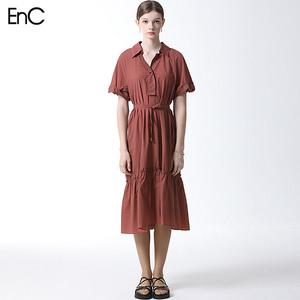[이엔씨][EnC] 반팔 카라 프릴 원피스 (택가격 329000원)