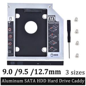 9.0 9.5 12.7mm HDD 알루미늄 SATA III 하드 드라이브 캐디 2.5 2 번째 SSD 디스크 어댑터 베이 Cd DVD 롬