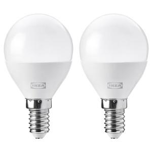 SOLHETTA 솔헤타 LED 전구 E14 806루멘 밝기조절/구형 오팔 화이트 45mm 2개입/조명