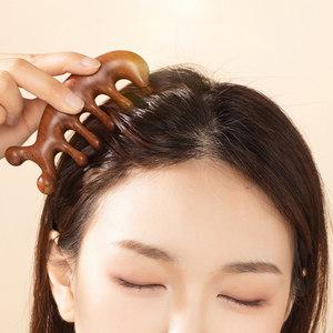 할인바이할인 [1+1] 혈자리림프절 순환 마사지 우드괄사 지압 머리빗 겸용