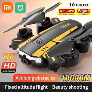 미니드론 입문자용 Xiaomi T6 Drone Profesional 8K HD UAV 카메라 장애물 회피 항공 사진 광학 흐름 Folda