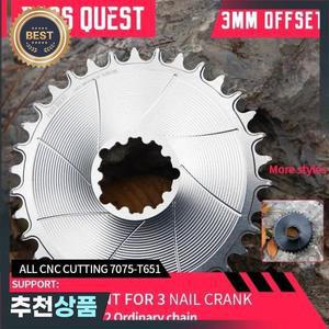 PASS QUEST-라운드 좁은 체인링 3 못 다이렉트 마운트 크랭크 자갈 자전거 산악 28-38T 오프셋 에어로